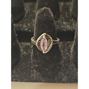 Vintage Avon 925 Sterling Silver Marquise Cut Amethyst Art Deco Ring Size 8.5